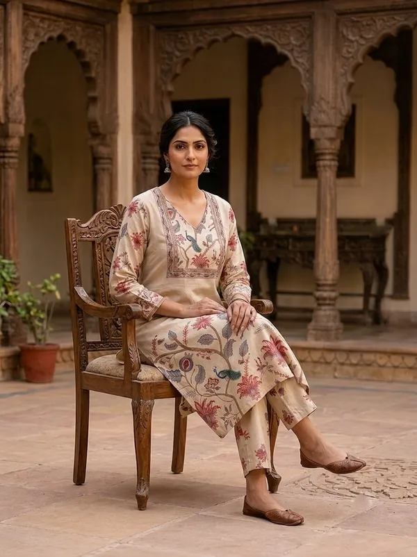 Women_Printed_Ethnic_Motifs_V-Neck_Kurta_with_Matching_Trousers