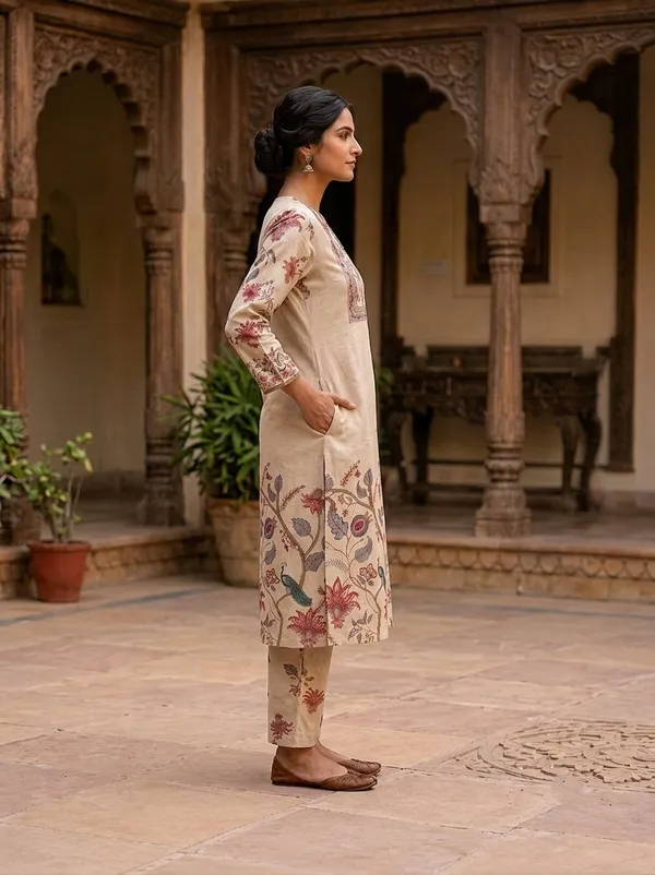 Women_Printed_Ethnic_Motifs_V-Neck_Kurta_with_Matching_Trousers
