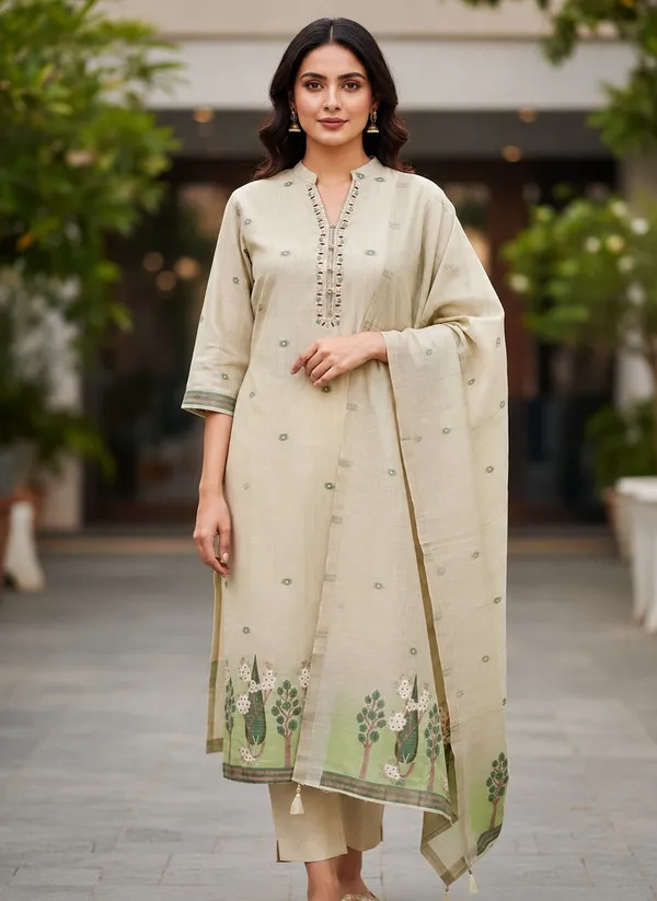 Women_Printed_Pure_Chanderi_Jacquard_Kurta_Set_with_Trousers_&_Dupatta