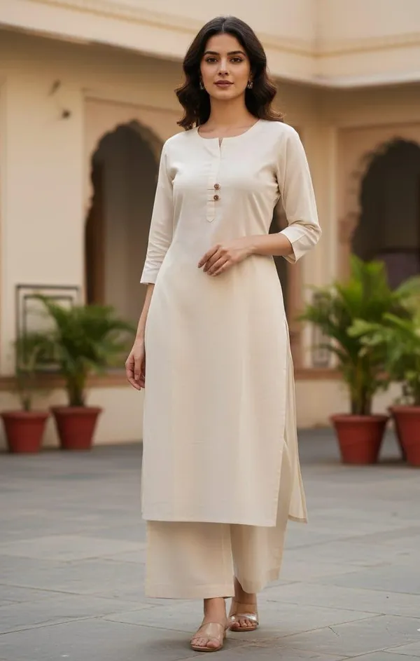 Women_Solid_Cotton_Long_Kurta_With_Matching_Trousers_Co-Ord_Set