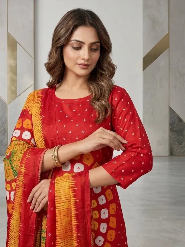 Women’s_Bandhani_Printed_Regular_Kurta_Set_with_Matching_Trouser_and_Dupatta