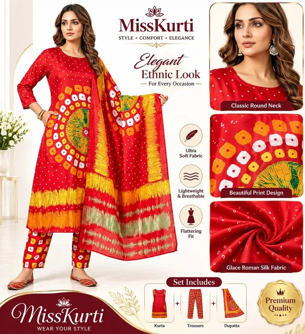 Women’s_Bandhani_Printed_Regular_Kurta_Set_with_Matching_Trouser_and_Dupatta