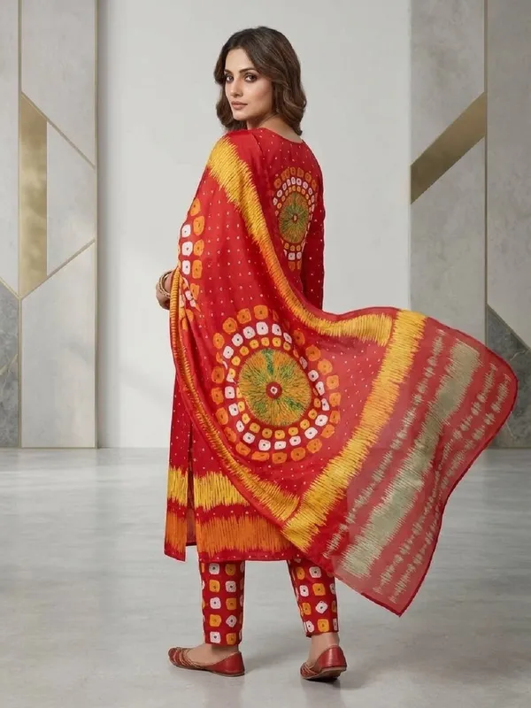 Women’s_Bandhani_Printed_Regular_Kurta_Set_with_Matching_Trouser_and_Dupatta