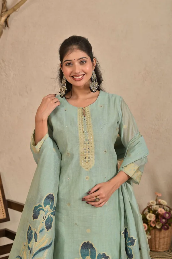Women_Floral_Printed_Kurta_Set_with_Mirror_Hand_Work,_Palazzo_&_Dupatta