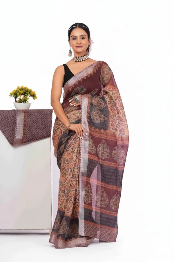 Women_Floral_Kantha_Print_Linen_Saree_with_Blouse_Piece