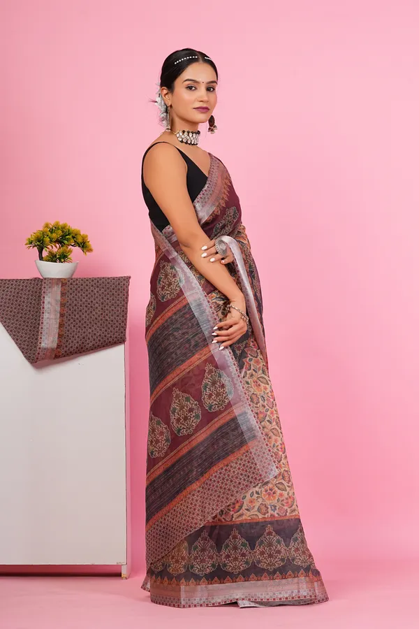 Women_Floral_Kantha_Print_Linen_Saree_with_Blouse_Piece