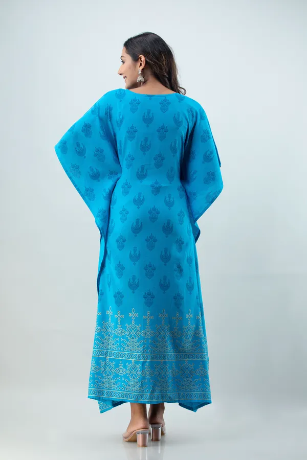 Blue_Ethnic_Printed_Kaftan_Maxi_Dress_with_Dori_Tie-Up