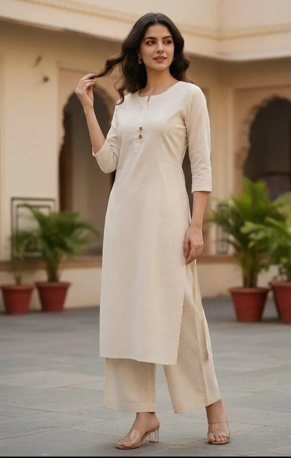 Women_Solid_Cotton_Long_Kurta_With_Matching_Trousers_Co-Ord_Set