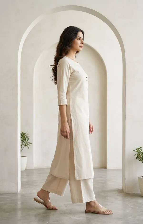 Women_Solid_Cotton_Long_Kurta_With_Matching_Trousers_Co-Ord_Set