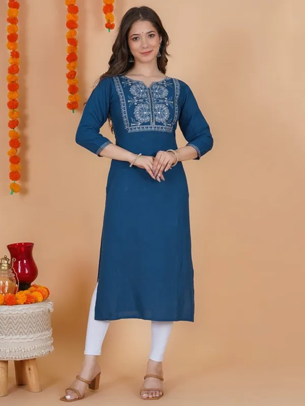 Blue_Rayon_Kurta_For_Women