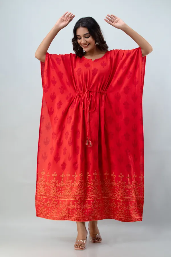 Women_Ethnic_Motifs_Print_Tie_Up_Maxi_Kaftan_Dress