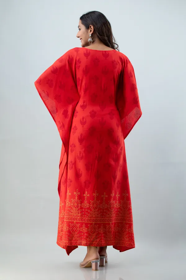 Women_Ethnic_Motifs_Print_Tie_Up_Maxi_Kaftan_Dress