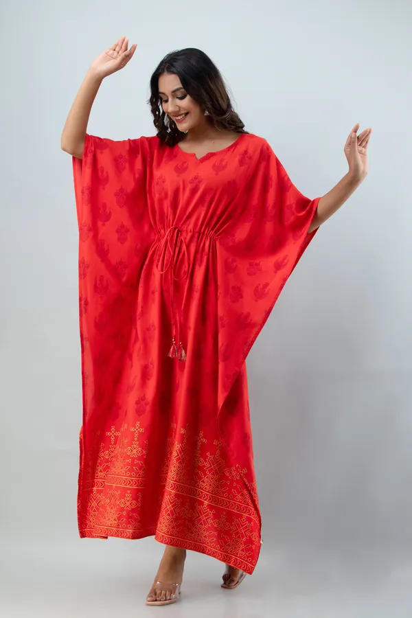 Women_Ethnic_Motifs_Print_Tie_Up_Maxi_Kaftan_Dress