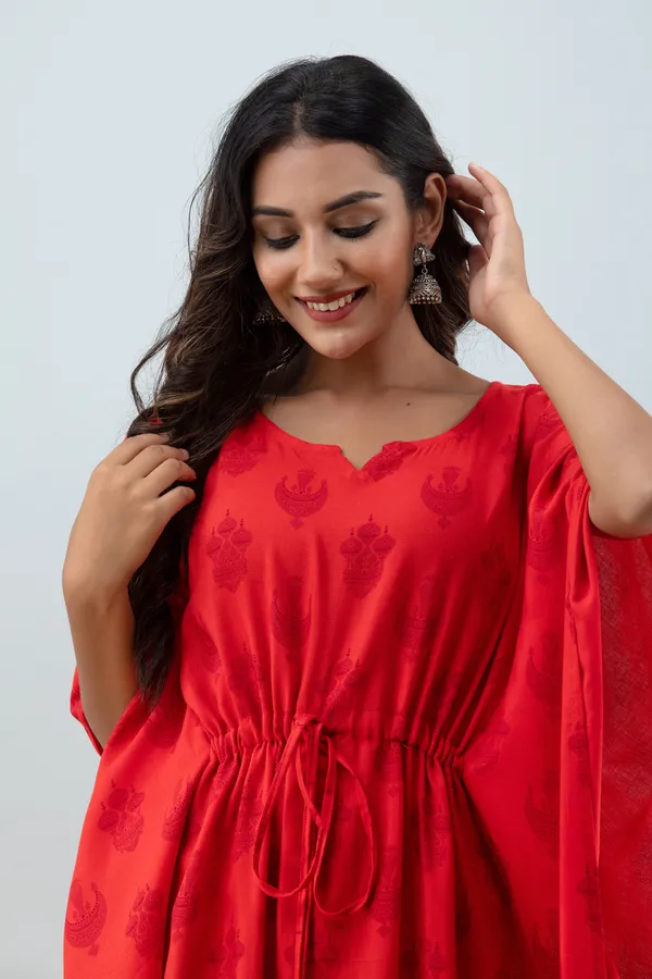 Women_Ethnic_Motifs_Print_Tie_Up_Maxi_Kaftan_Dress