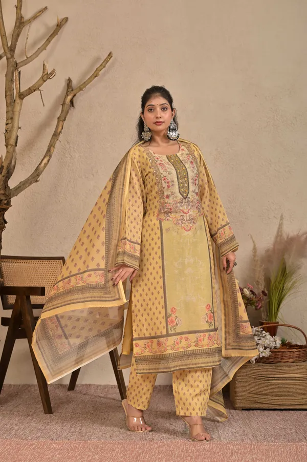 Women_Ethnic_Motifs_Printed_Regular_Pure_Shimmer_Kurta_with_Trousers_&_With_Dupatta