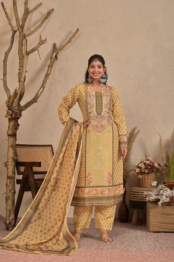 Women_Ethnic_Motifs_Printed_Regular_Pure_Shimmer_Kurta_with_Trousers_&_With_Dupatta
