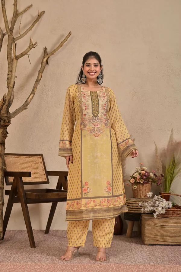 Women_Ethnic_Motifs_Printed_Regular_Pure_Shimmer_Kurta_with_Trousers_&_With_Dupatta
