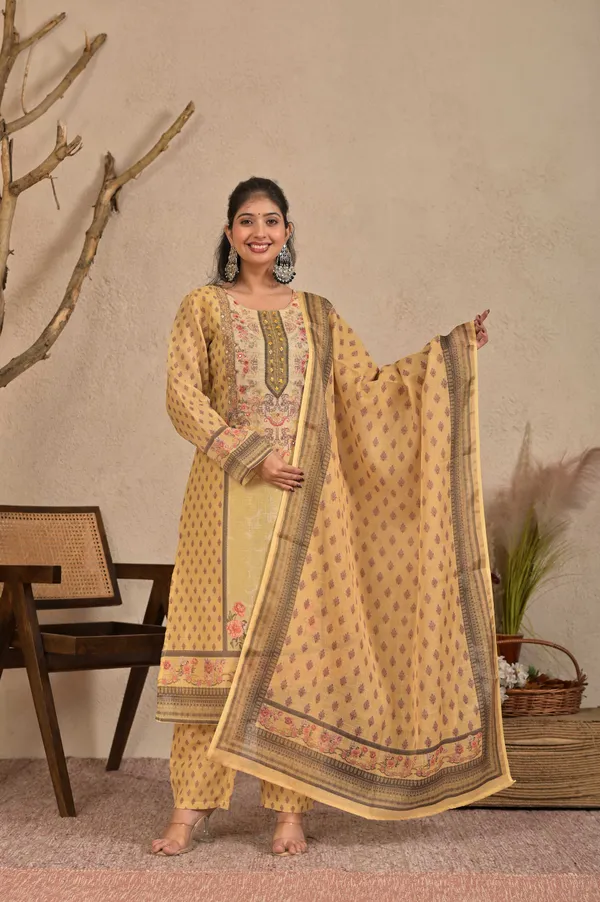 Women_Ethnic_Motifs_Printed_Regular_Pure_Shimmer_Kurta_with_Trousers_&_With_Dupatta
