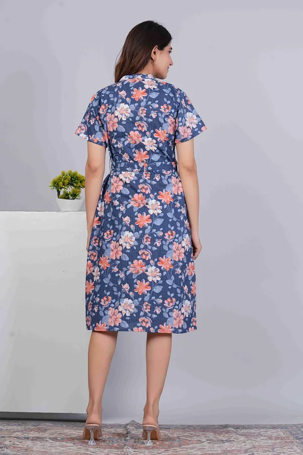 Blue_Flower_Printed_Belted_Tiered_Cotton_Fit_&_Flare_Ethnic_Dress