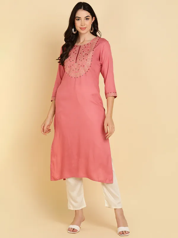 Pink_Rayon_Kurta_For_Women