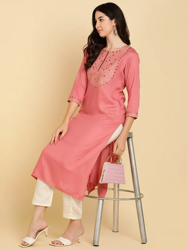 Pink_Rayon_Kurta_For_Women
