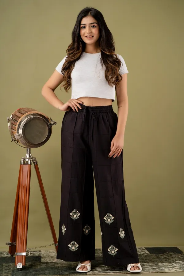 Women_Gorgeous_Black_Floral_Embroidered_Palazzos