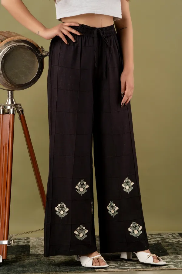 Women_Gorgeous_Black_Floral_Embroidered_Palazzos