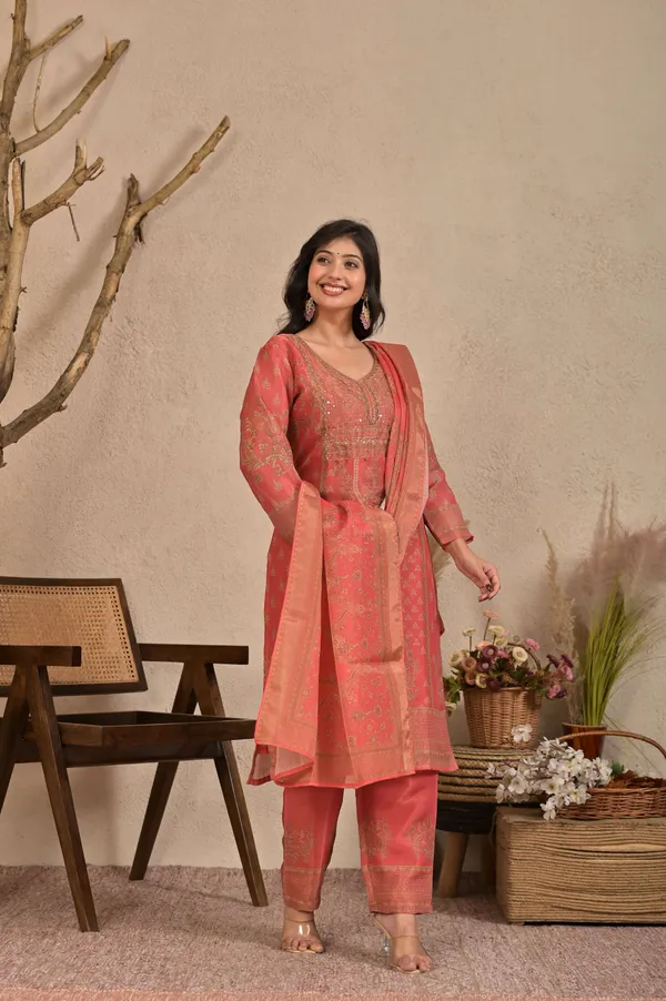 Women_Regular_Fit_Ethnic_Motifs_Pure_Shimmer_Kurta,_Trousers_&_Dupatta_Set