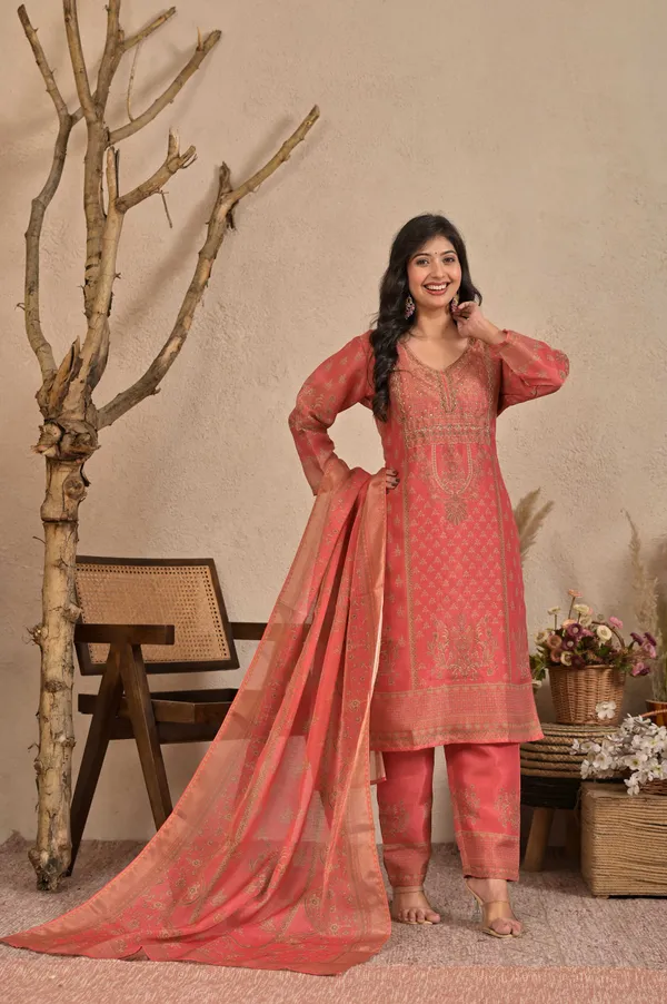 Women_Regular_Fit_Ethnic_Motifs_Pure_Shimmer_Kurta,_Trousers_&_Dupatta_Set