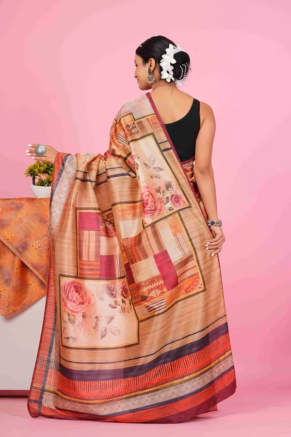 Women_Brown_Geometric_Printed_Saree_with_Blouse