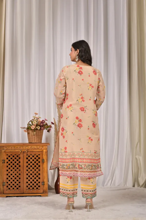 Cream_Ethnic_Motifs_Linen_Printed_Kurta_&_Palazzo_Set_for_Women
