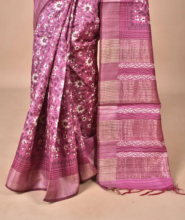 Pink_Tassar_Silk_Saree_with_Hand_Block_Print
