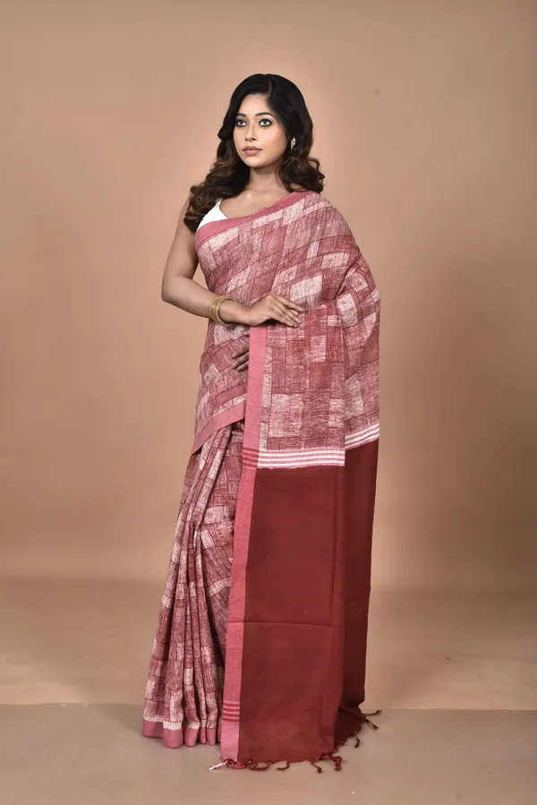 Red_Organic_Cotton_Saree_with_Hand_Screen_Print