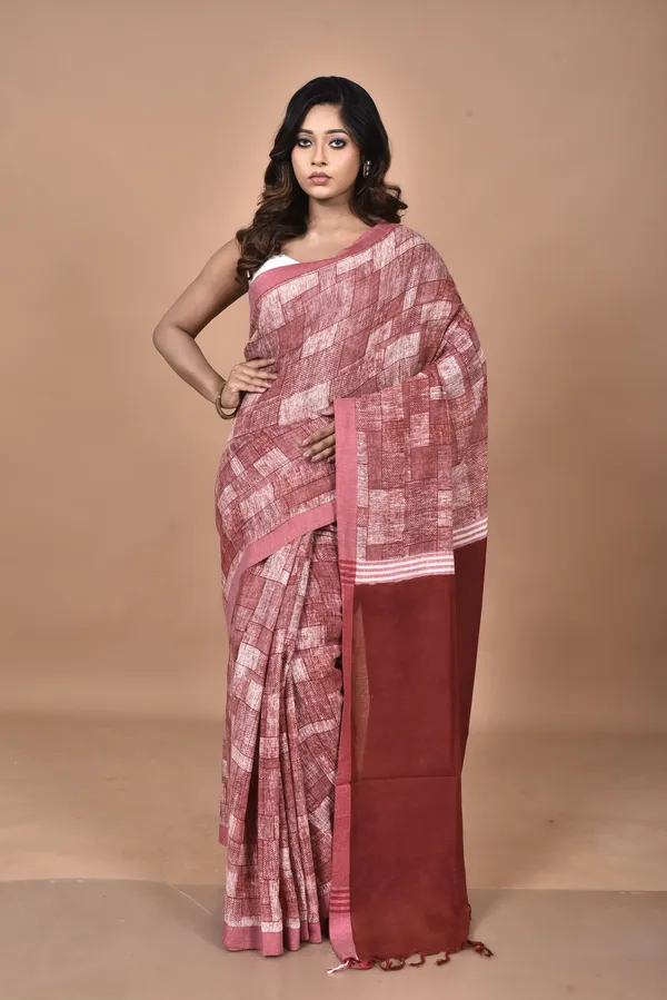 Red_Organic_Cotton_Saree_with_Hand_Screen_Print