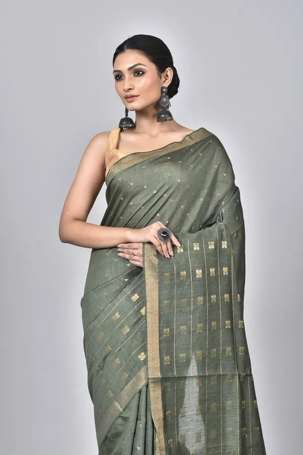 Greem_Woven_Silk_Saree_For_Women