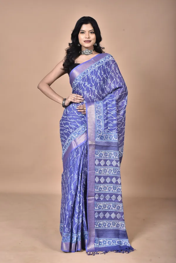Dark_Blue_Tissue_Linen_Saree_with_Hand_Screen_Print