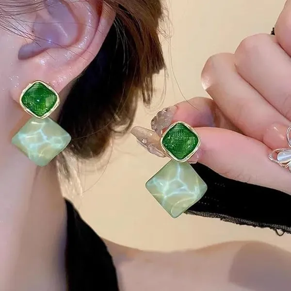 Green_Premium_Earrings_Alloy_Crystal_For_Women