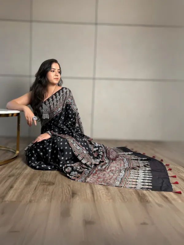 BLACK_AJRAKH_LOTUS_SAREE