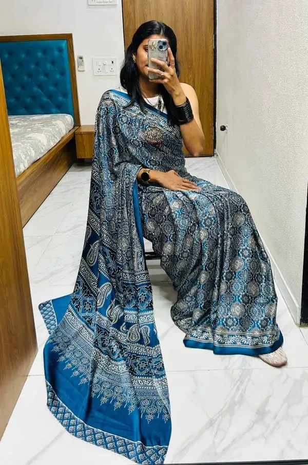 Vibrant_Blue_Ajrakh_Saree_–_Handcrafted_Heritage