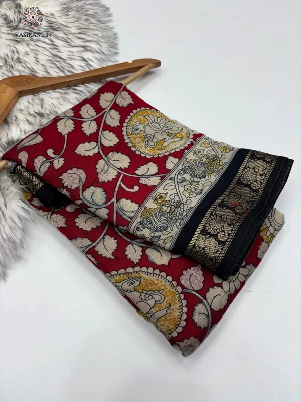 Elegant_Red_Mangalkari_Viscose_Silk_Saree_with_Designer_Print_&_Weave