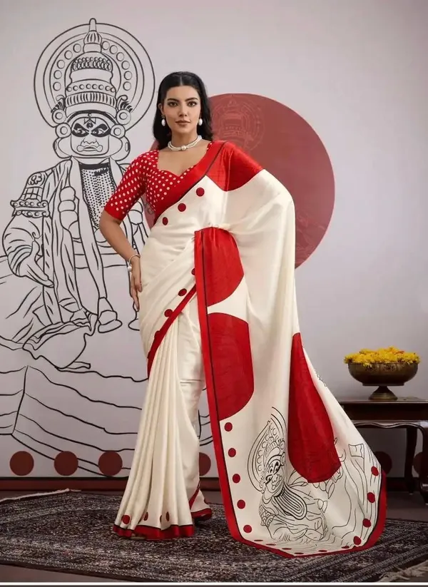 OFFWHITE_AND_RED_KALAMKARI_SAREE