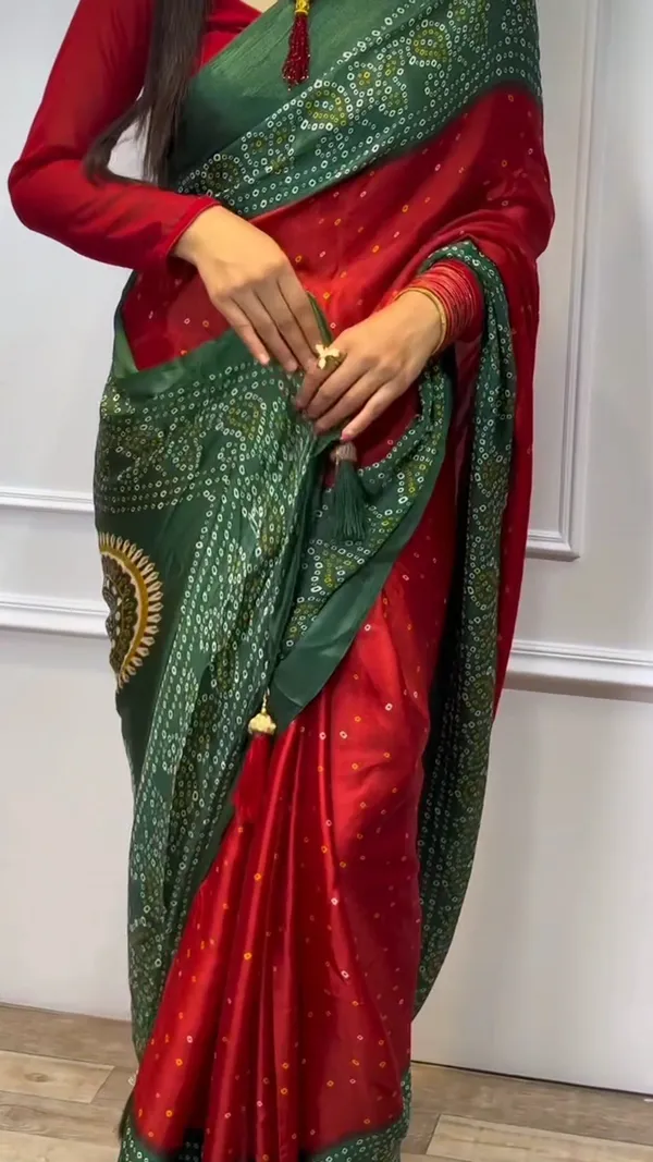 Red_&_Green_Bandhani_Saree_–_Festive_Rajasthani_Elegance