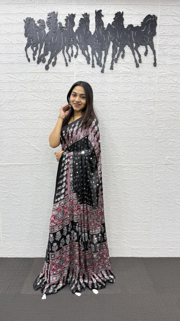 Black_Ajrakh_Lotus_Mirror_Work_Saree