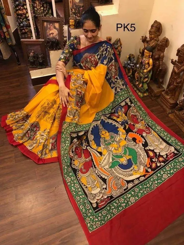 Multi_Colour_Linen_Saree_With_Unstitched_Blouse_Piece_For_Women
