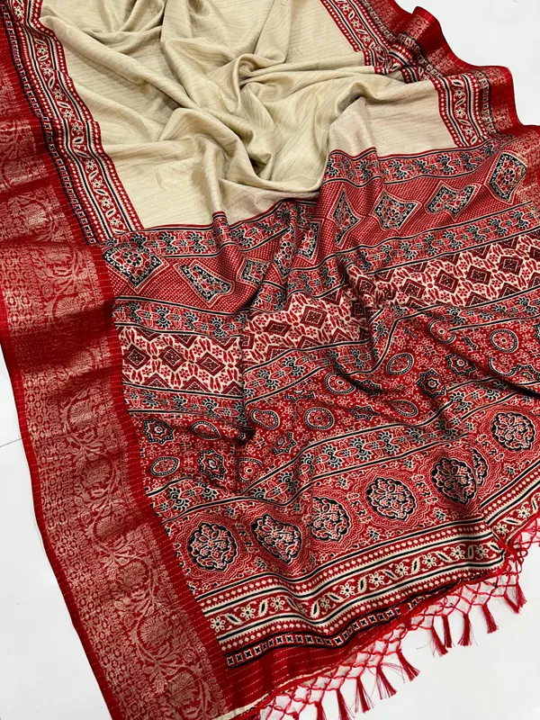 TRADITIONAL_CREAM_AND_RED_COLOR_WITH_BEAUTIFULL_GOLDEN_WEVING_SAREE_WITH_LESS_BORDER