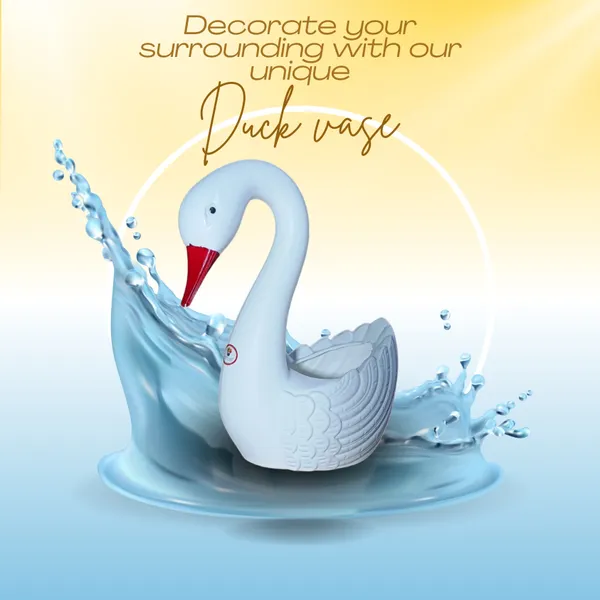 White_Plastic_Floortable_Duck_Flower_Vase_|_For_Home,_Garden_&_Events_|_12_Inches