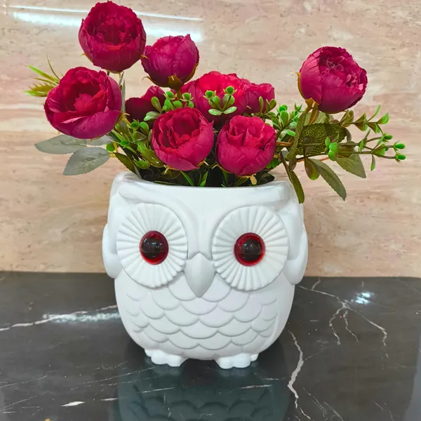 Stylish_White_Owl_Flower_Pot_with_Red_Eyes__Perfect_for_Cacti_&_Home_Accents