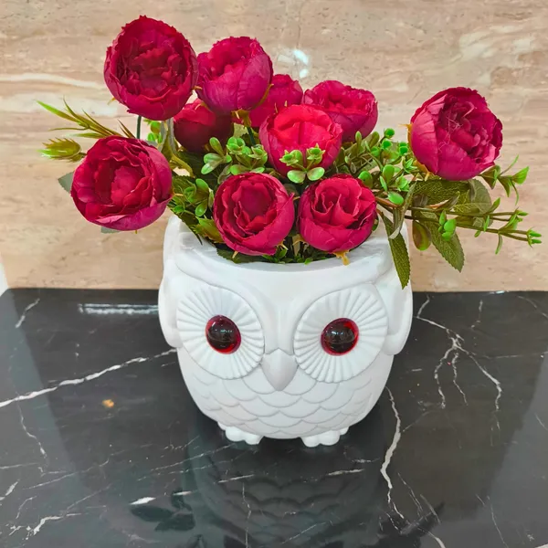 Stylish_White_Owl_Flower_Pot_with_Red_Eyes__Perfect_for_Cacti_&_Home_Accents