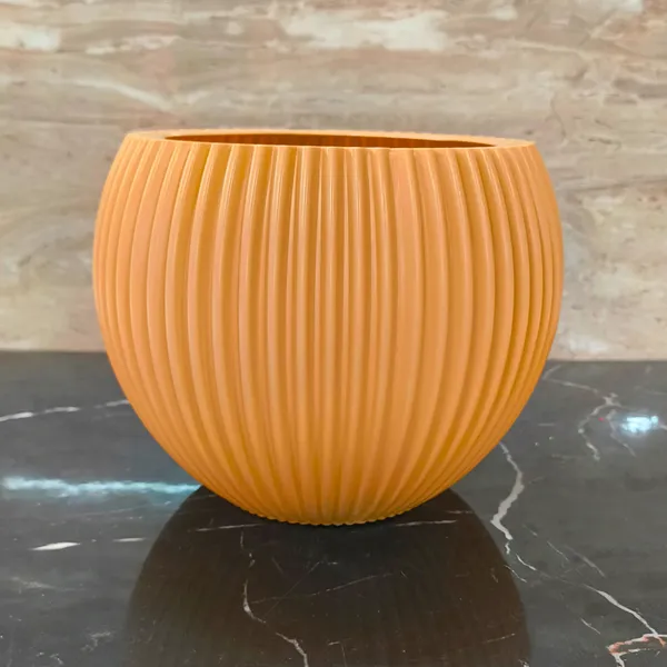 Modern_peach_Textured_Melon_Planter__Durable_Plastic_Pot_for_Balcony_&_Living_Room