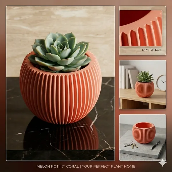 Modern_peach_Textured_Melon_Planter__Durable_Plastic_Pot_for_Balcony_&_Living_Room
